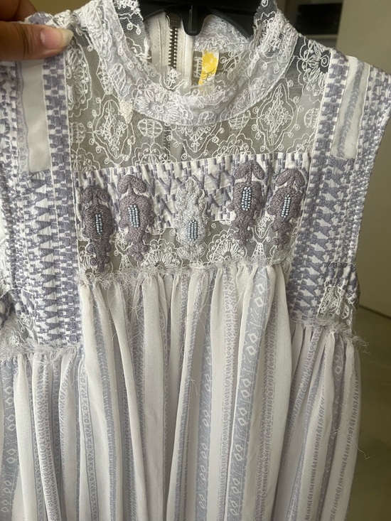 We The Free Dresses & Skirts - We The Free Lace & Embroidered Mini Dress in Taupe Cream
